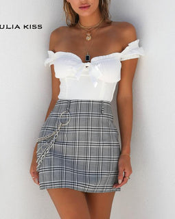 Plaid Print Mini Skirt