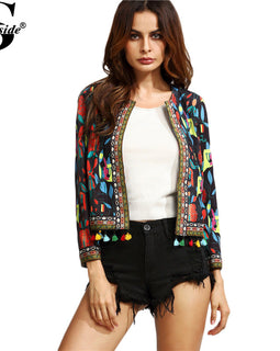 Print Long Sleeve Coat