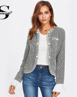 Blazer Women Collarless Single